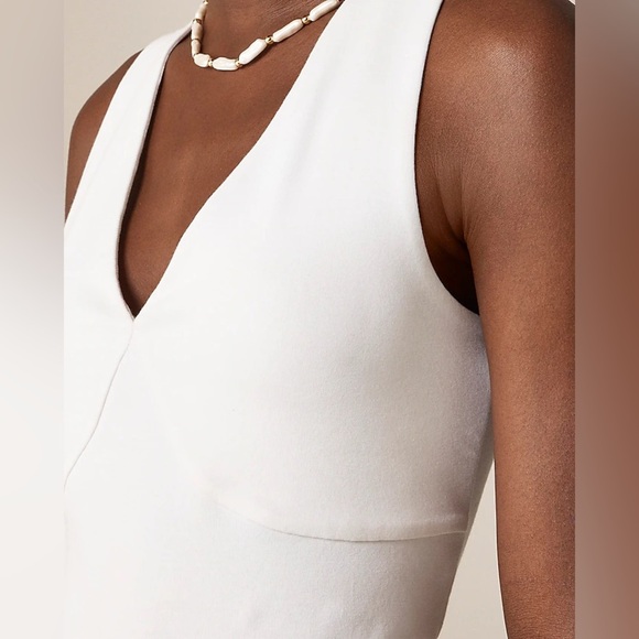 NWT J. Crew White Stretch Cotton-Blend V-Neck Top, Sizes S & M - Picture 3 of 12